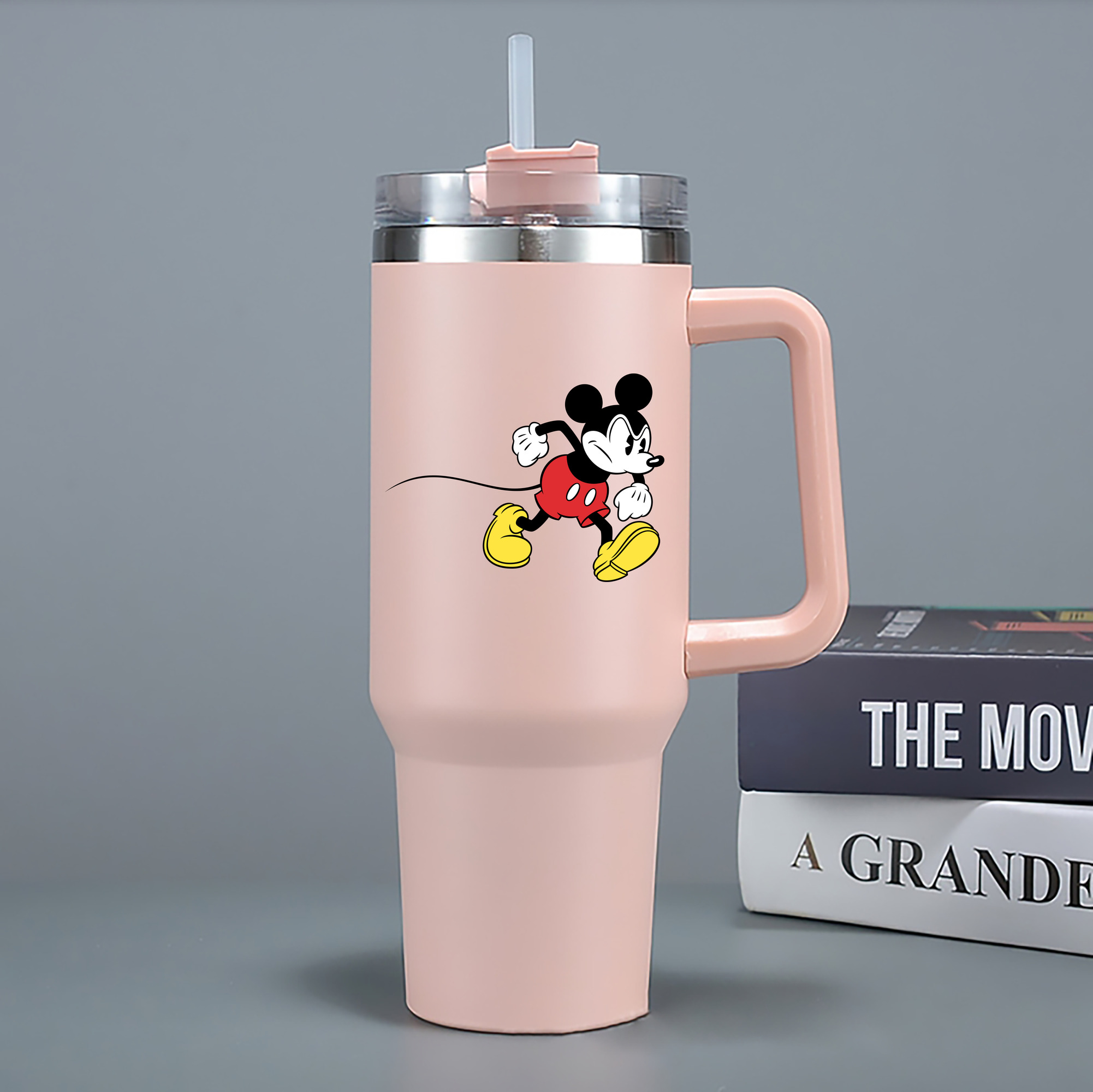 （画像用） ミッキーマウス Mickey Mouse 1200mL車用タンブラー - クリスタルステッカー（プラスチックストロー付き）